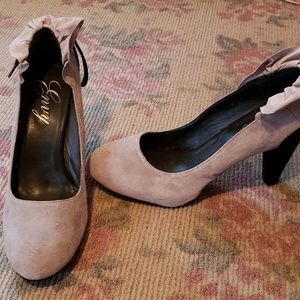 Suede Envy ruffle and laced heels